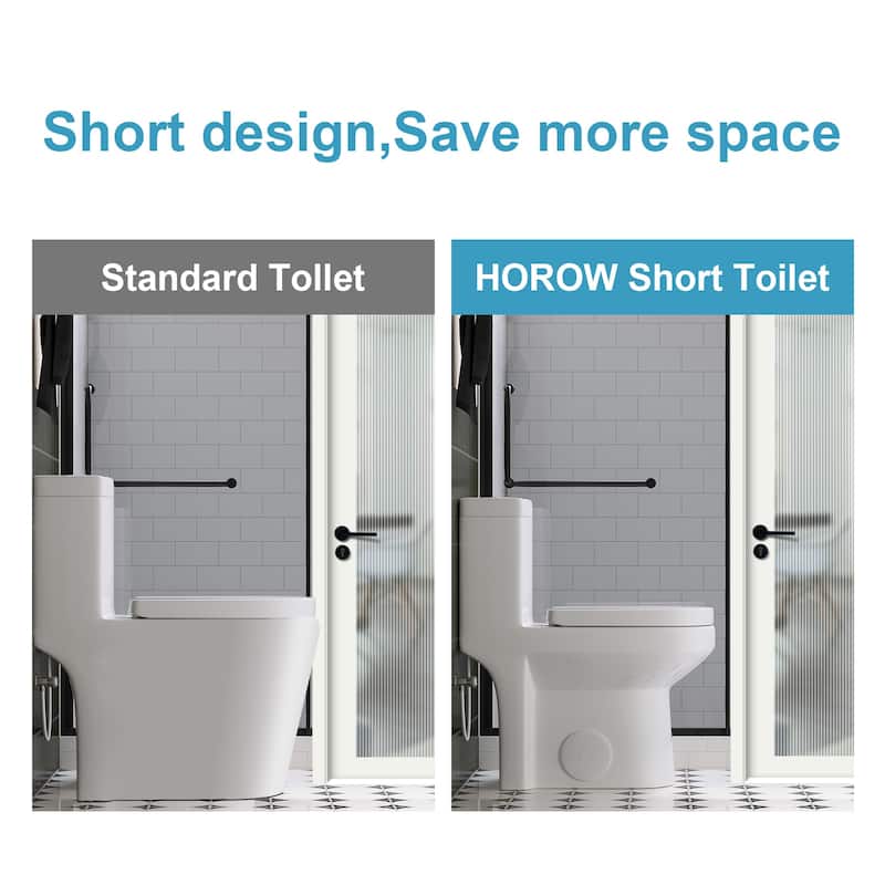 HOROW 1 Piece Dual Flush Toilet White 0.8 1.28 GPF Durable UF Seat Included - N/A