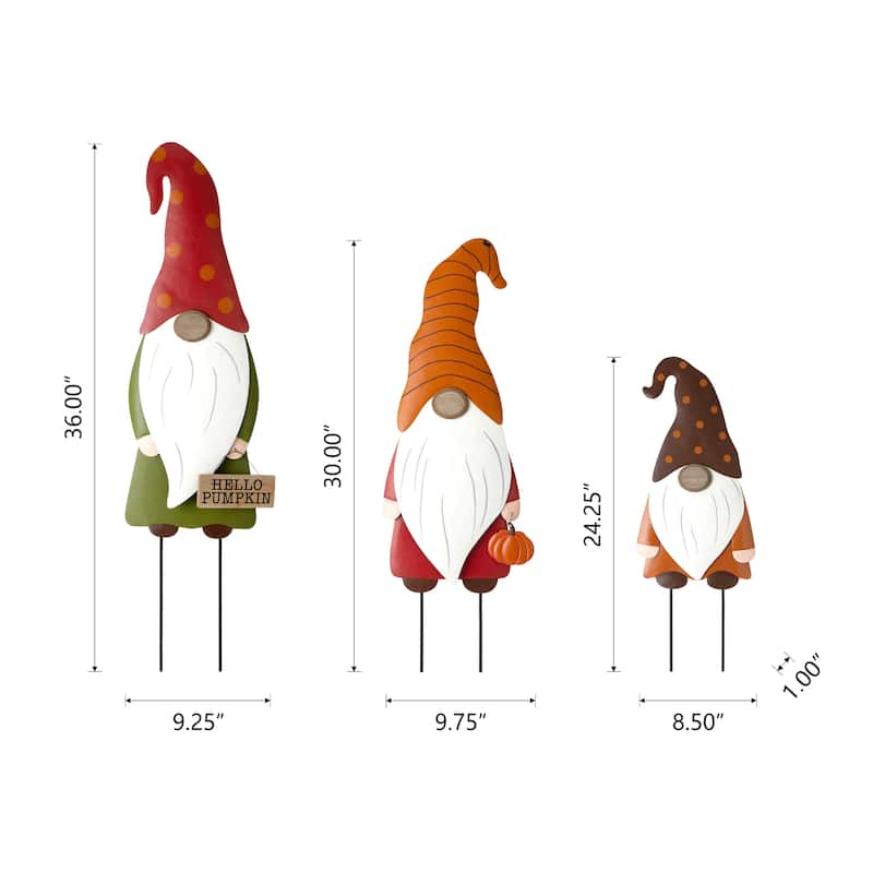 Glitzhome Fall Harvest Metal Yard Stake Hanging Decor for Thanksgiving (2-3 Functions)