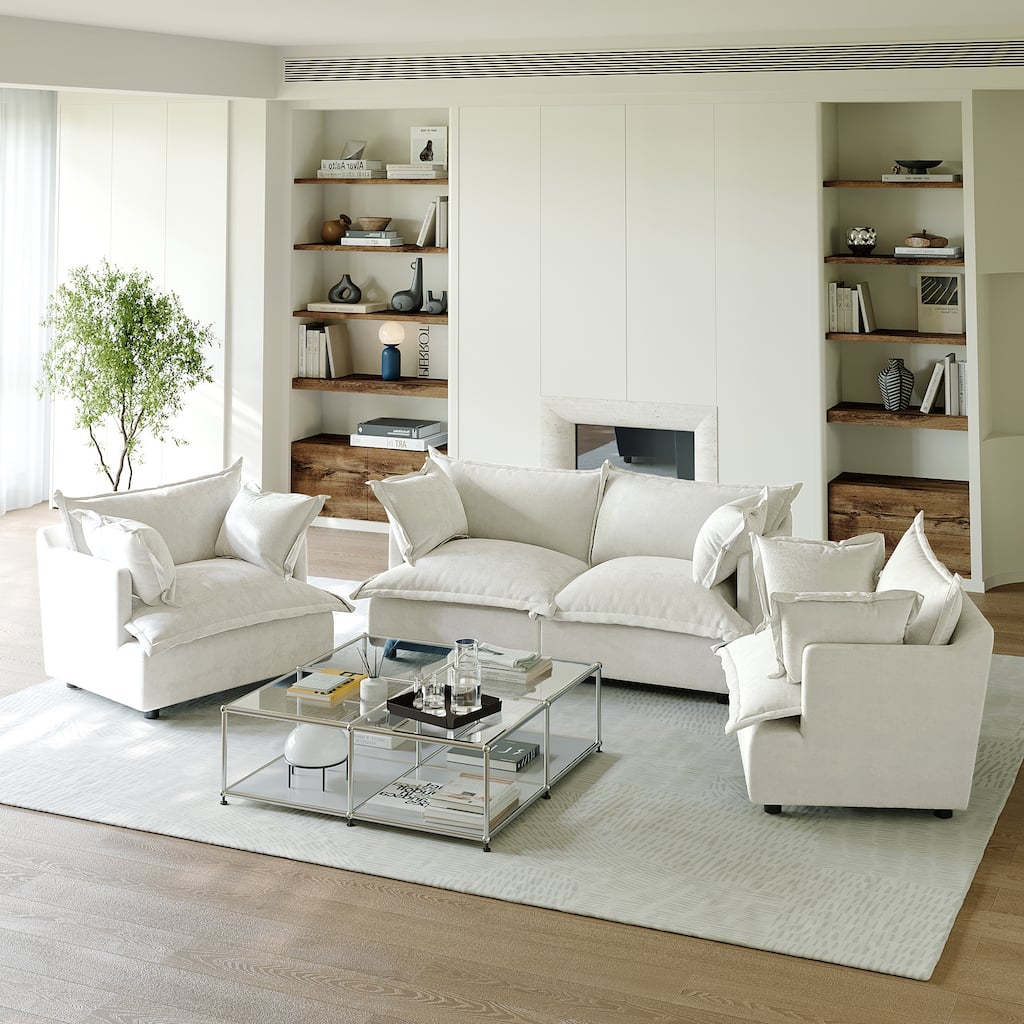 Comfy Cloud Oversized Chenille Modular Sectional Sofa Armchair Set