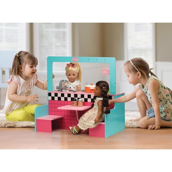 slide 2 of 9, Badger Basket Retro Diner and Kitchen Doll Playset with Accessories