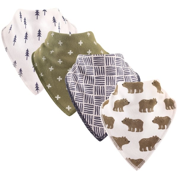 slide 1 of 1, Hudson Baby Infant Boy Cotton Fleece Bandana Bibs 4pk, Bear, One Size - Bear - One Size One Size - Bear