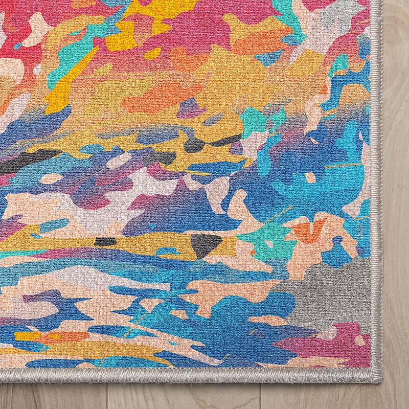 Well Woven Abstract Harmony Modern Boho Marble Flat-Weave Area Rug