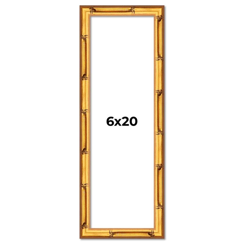 6x20 Frame Gold Bamboo Picture Frame Modern Photo Frame Includes UV Acrylic Shatter Guard Front Acid Free Foam Backing Board