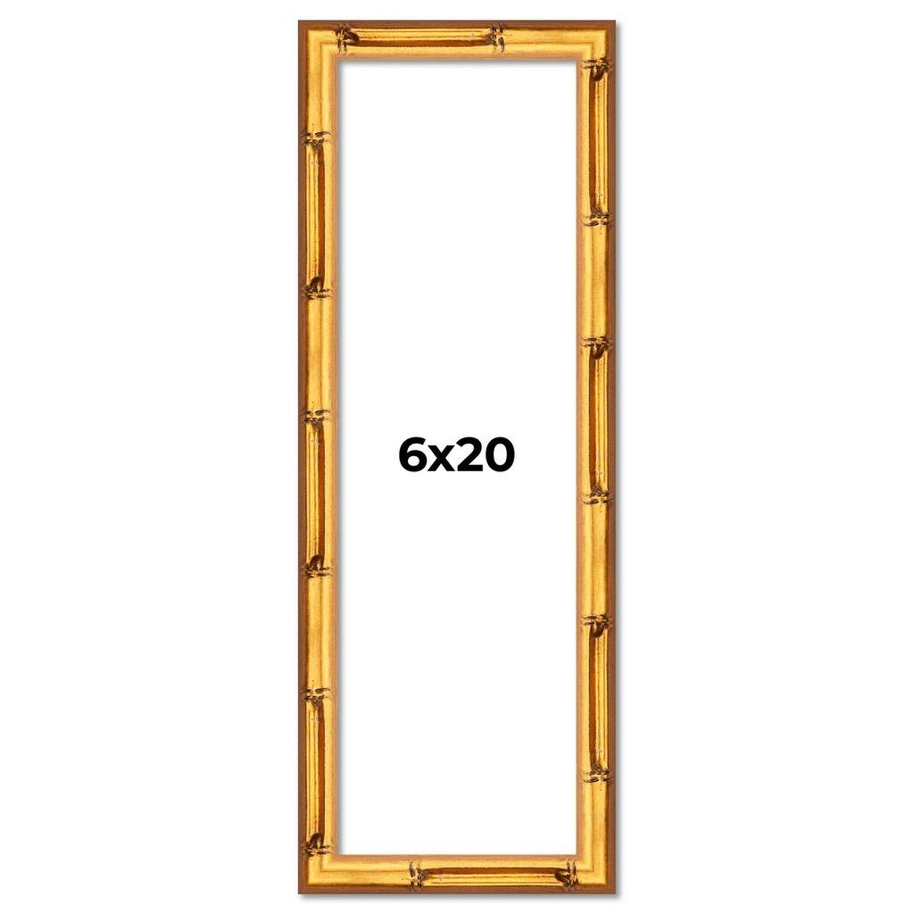 6x20 Frame Gold Bamboo Solid Wood Picture Frame | 1 Inch Moulding
