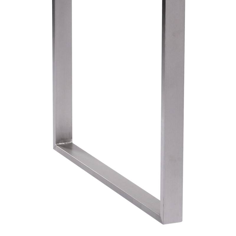 Fenton Cement Gray Dining Table with Brushed Stainless Steel Legs