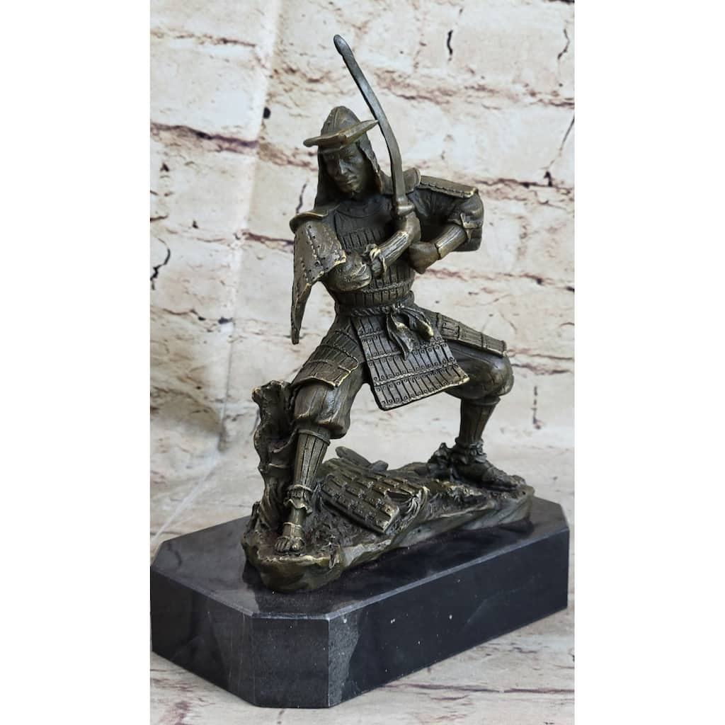 Japanese Samurai Warrior W/ Katana Bronze Statue Sculpture Figurine Kamiko 9 Inches X 7 Inches