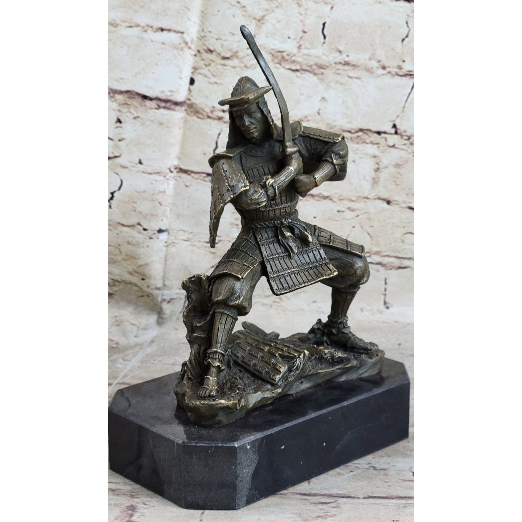Japanese Samurai Warrior W/ Katana Bronze Statue Sculpture Figurine Kamiko 9 Inches X 7 Inches