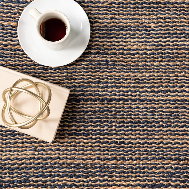 Home Conservatory Striped Handwoven Jute Area Rug