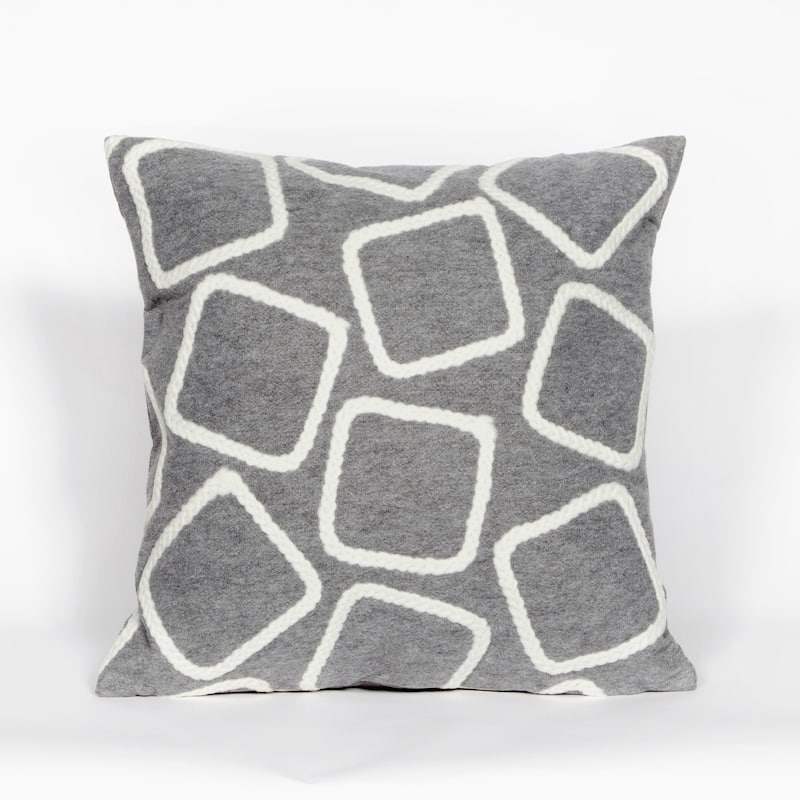 Liora Manne Visions I Squares Indoor/Outdoor Pillow Silver 20" Square