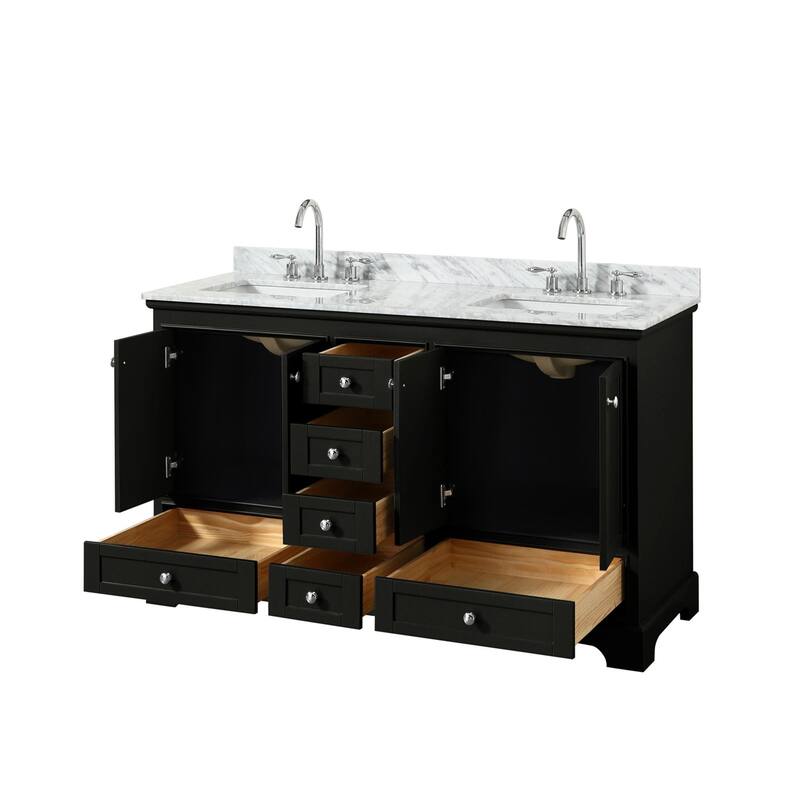 Wyndham Collection Deborah 60" Free Standing Double Vanity Set with