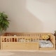 preview thumbnail 1 of 25, Twin Wooden Floor Bed Frame with Safety Fence, Low to Ground Design for Kids' Bedroom & Playroom, Easy Assembly, Natural
