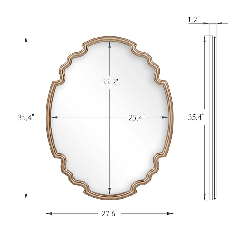 Scalloped Oval Wall Mirror Bathroom Vanity Mirror - 35.4'' H X 27.6" W x 1.2" D