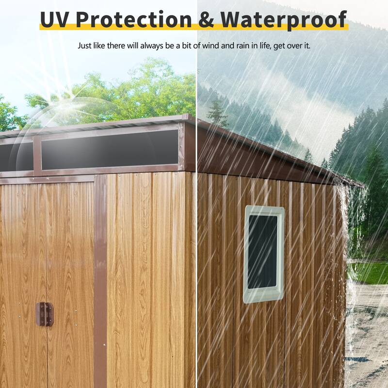 6ft x 5ft Outdoor Metal Storage Shed with Window and Transparent plate for Garden, Lawn