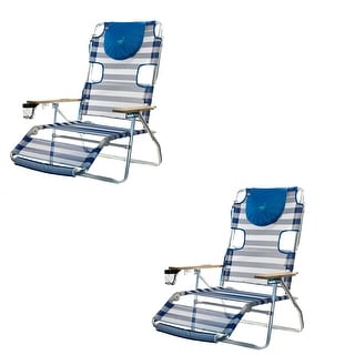 Copa Backpack Single Position Folding Aluminum Beach Lounge Chair Straps  Blue 