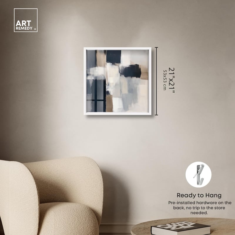 Blue and Tan Abstraction II Shadowbox by Art Remedy