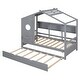 preview thumbnail 25 of 34, Playhouse Design Twin Size House Wooden Bed with Trundle, Modern Design for Kids with Storage Shlef
