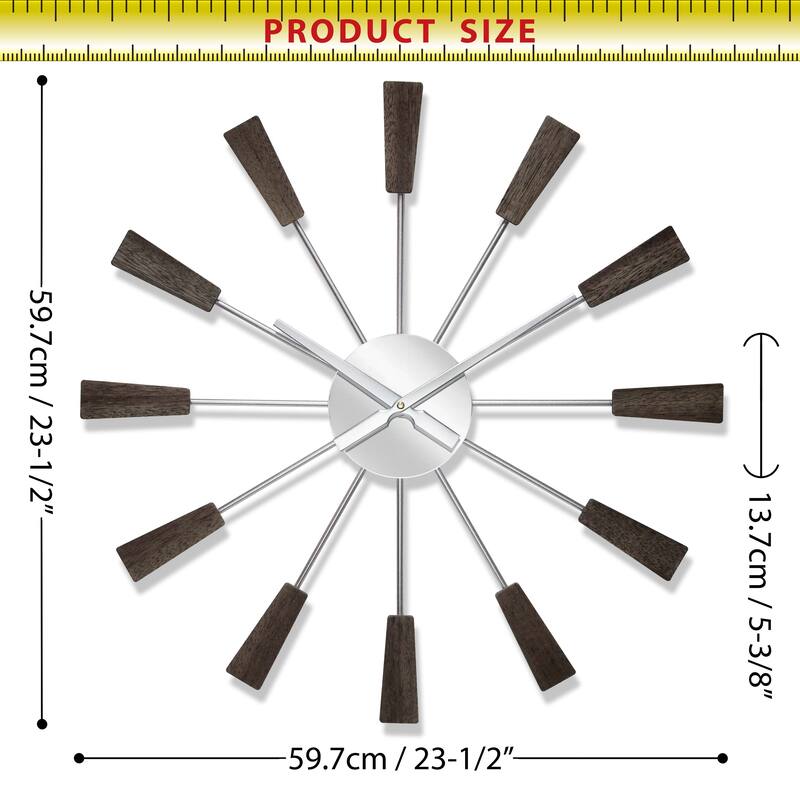 Infinity Instruments Vane 23.5 Inch Indoor Mid-Century Wall Clock - 23.5 Inch
