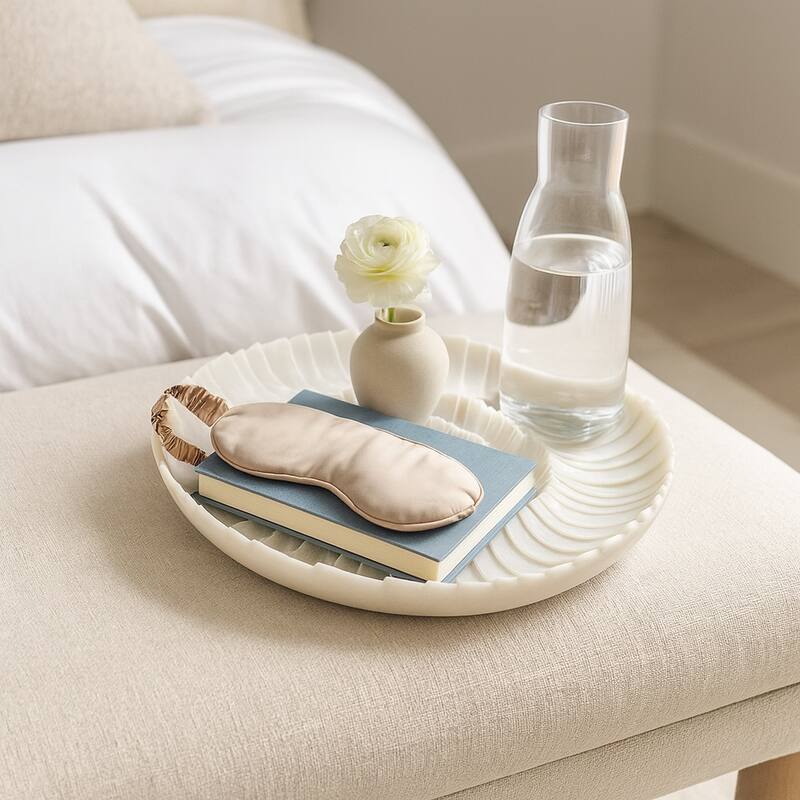 Resin Seashell Texture Decorative Bowl - White, 17 in. - 16" x 16" x 3" - White - 16" x 16" x 3"