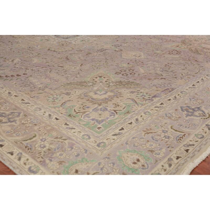 Tabriz Persian Vintage Area Rug Handmade Purple Wool Carpet - 10'0" x 12'11"