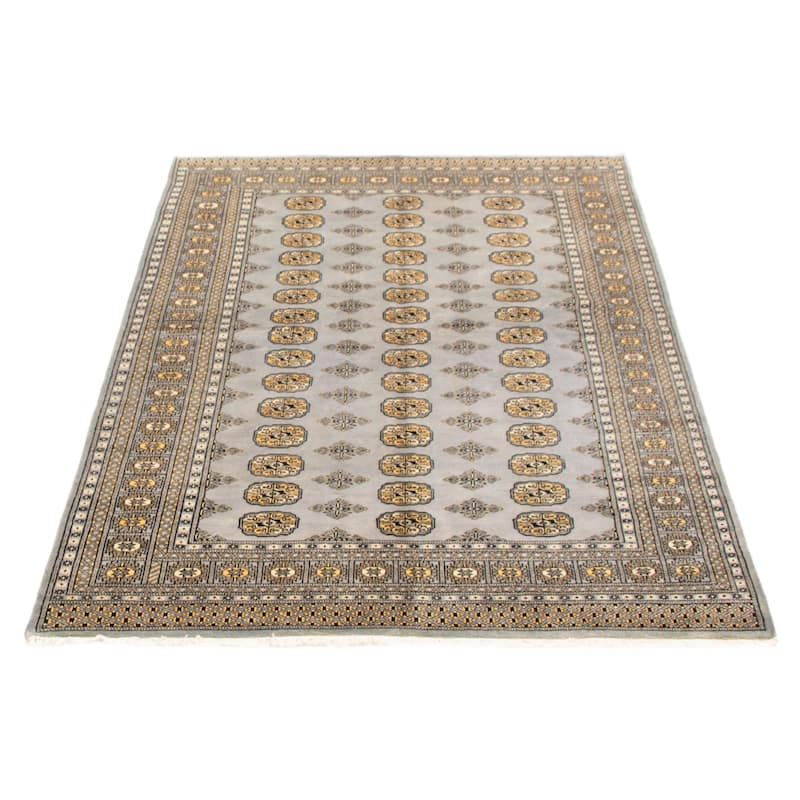 Finest Peshawar Bokhara Grey Rug 5'7" x 7'7" - 5'7 x 7'7