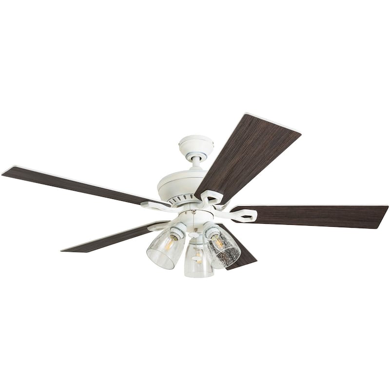 The Gray Barn Grumio Distressed White 52-inch Ceiling Fan with 5 Barnwood Blades