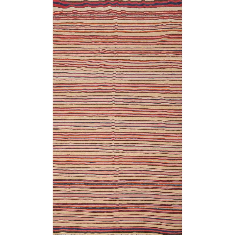 Hand Woven Oriental 100% Wool Carpet Southwestern Geometric Multi-Colored Kilim Area Rug - 8' 3'' X 4' 8''