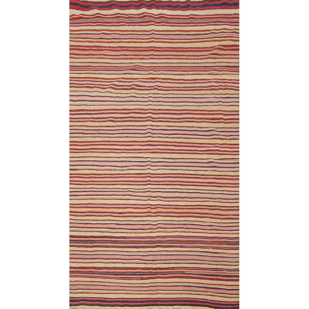 Hand Woven Oriental 100% Wool Carpet Southwestern Geometric Multi-Colored Kilim Area Rug - 8' 3'' X 4' 8''