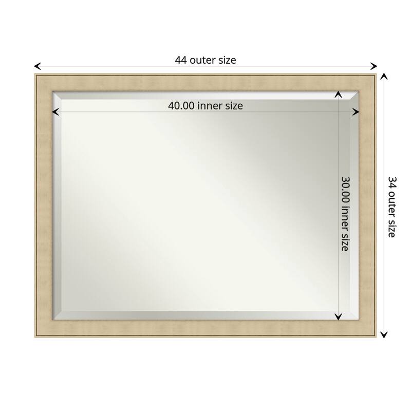 Beveled Bathroom Wall Mirror - Classic Honey Silver Frame - Classic Honey Silver - Outer Size: 44 x 34 in