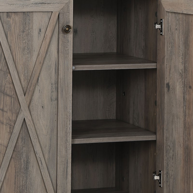 67" Tall Farmhouse Kitchen Coffee Bar Cabinet with Adjustable Shelves