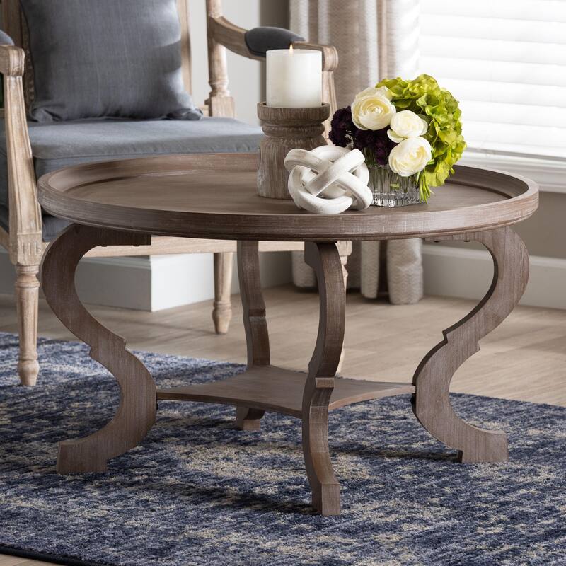 Madrona French Country Antique Brown Wood Coffee Table