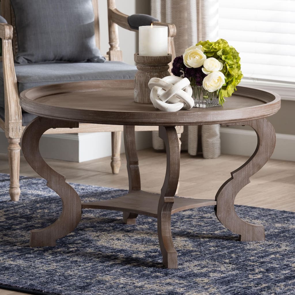 Madrona French Country Antique Brown Wood Coffee Table