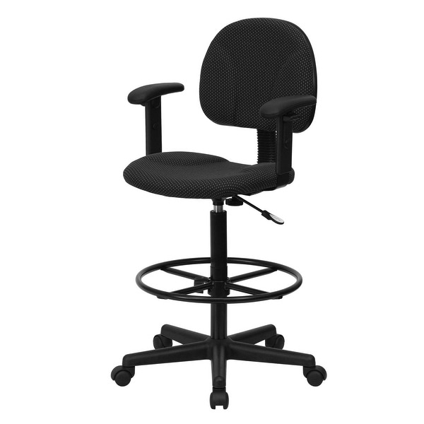 Delacora FF-BT-659-ARMS 20" Wide Fabric Drafting Chair with Adjustable Arms