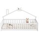 preview thumbnail 7 of 9, White Twin Size Pine Wood House-Shaped Bed with Guardrails, No Door