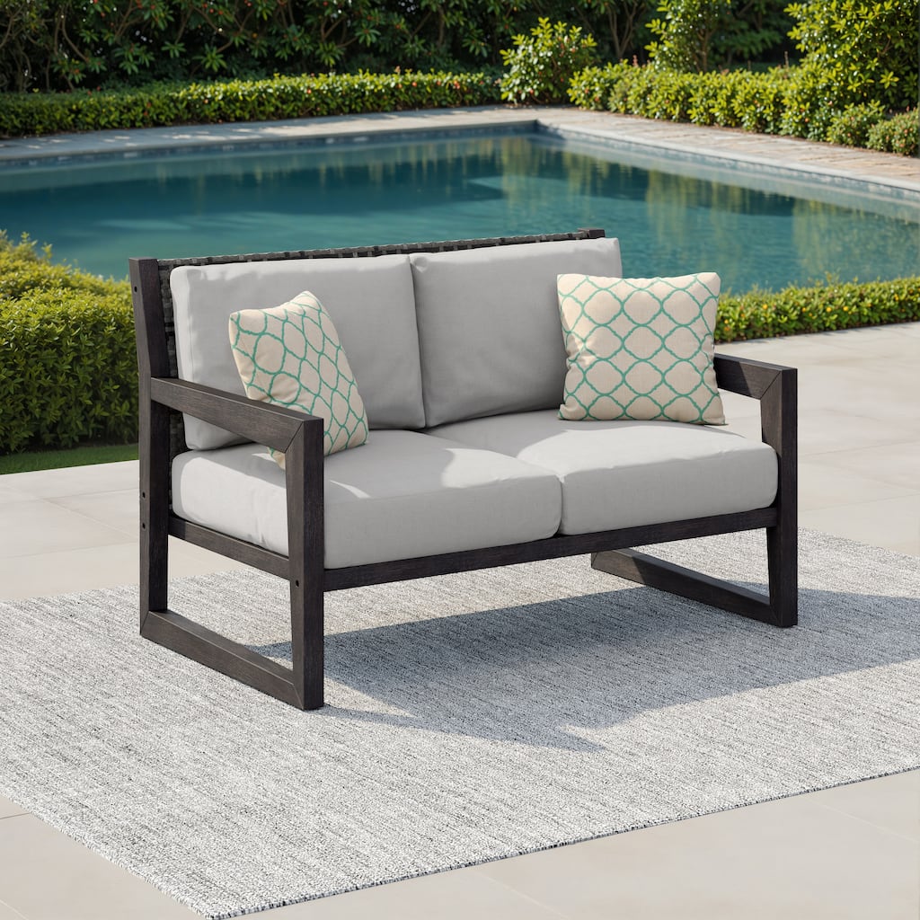 Corvus Augusta Patio Loveseat with Sunbrella Pillows