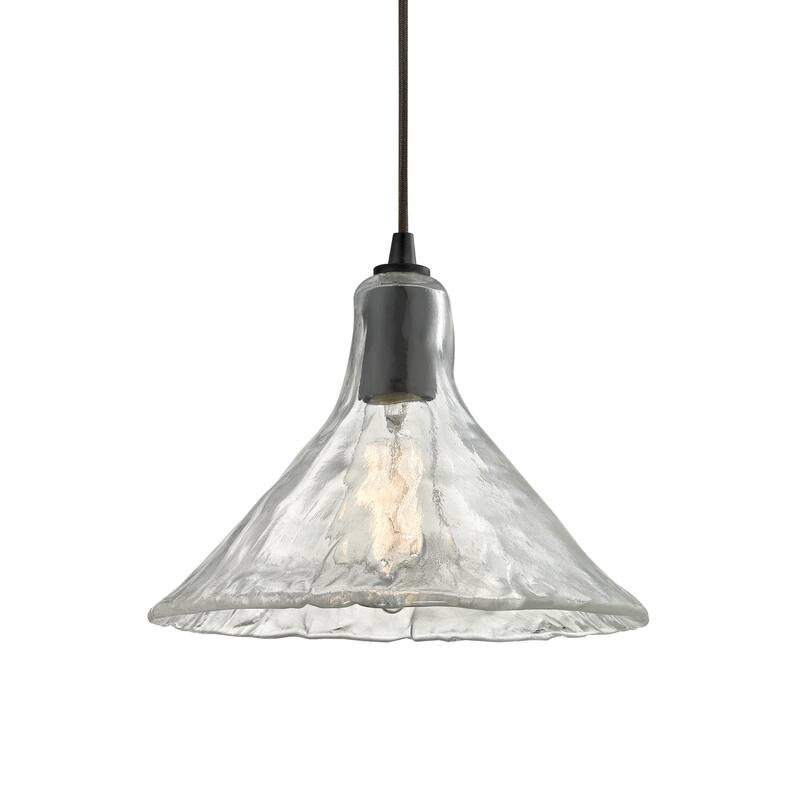Hand Formed Glass 1-Light Mini Pendant in Oil Rubbed Bronze