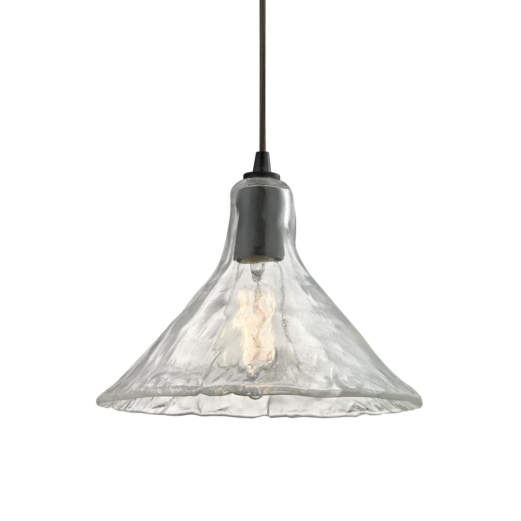Hand Formed Glass 1-Light Mini Pendant in Oil Rubbed Bronze