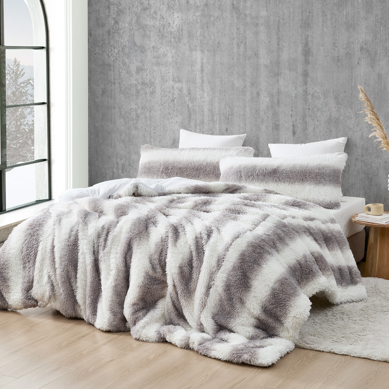 Coma Inducer® Striped Chunky Bunny Bare Gray & White Oversize Comforter