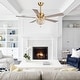 preview thumbnail 3 of 16, Parrot Uncle 52" Modern Gold Wood 5-Blade Crystal Ceiling Fan with Remote and Light Kit