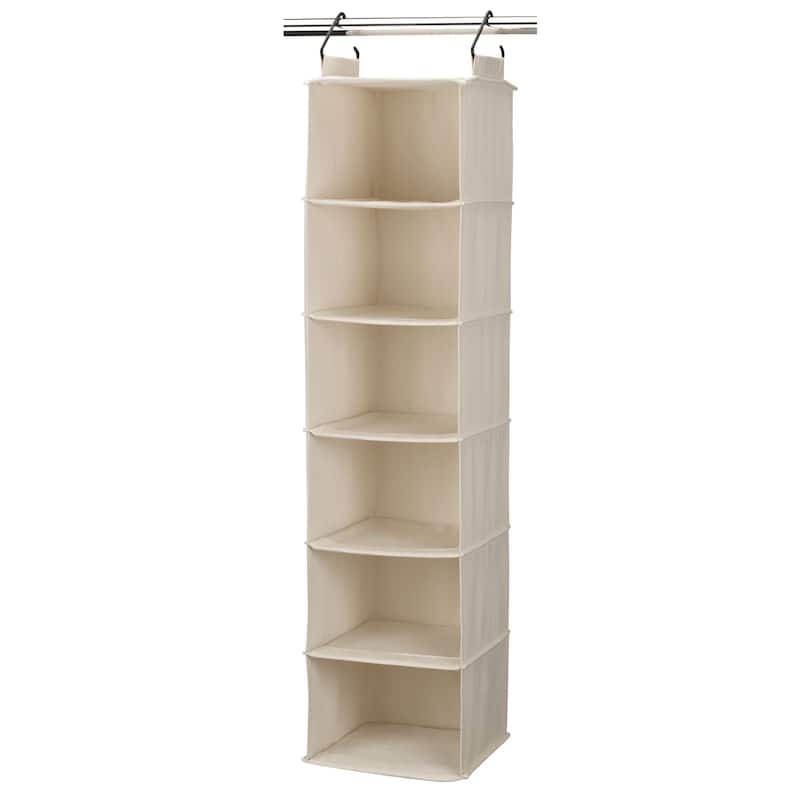 Household Essentials 6-Shelf Hanging Closet Organizer - 12.0"L x 12.0"W x 50.0"H - Cream