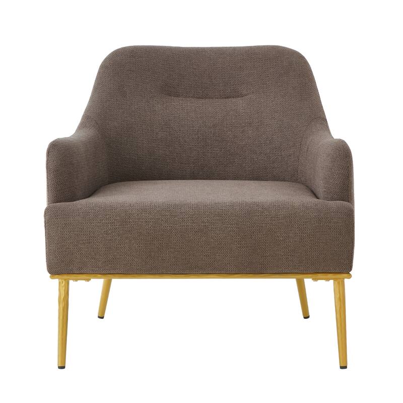 Modern Accent Chair Upholstered Armchair Single Sofa Chair with Curved Backrest and Gold Metal Legs for Living Room