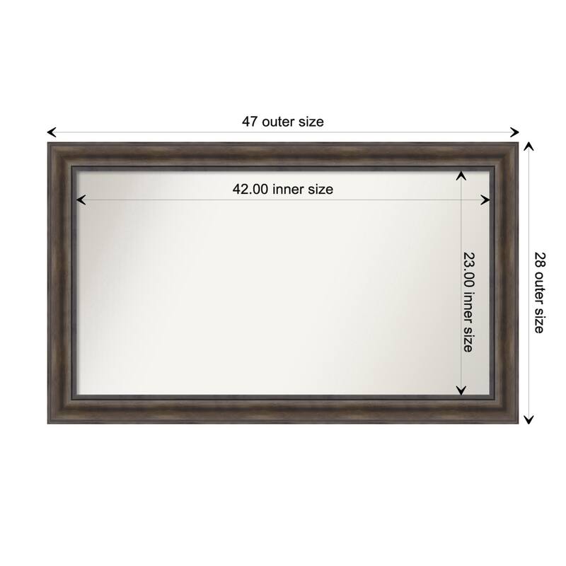 Rustic Pine Brown Framed Non-Beveled Custom Wall Mirror, Bathroom Vanity Mirror - Outer Size: 47.5 x 28.5