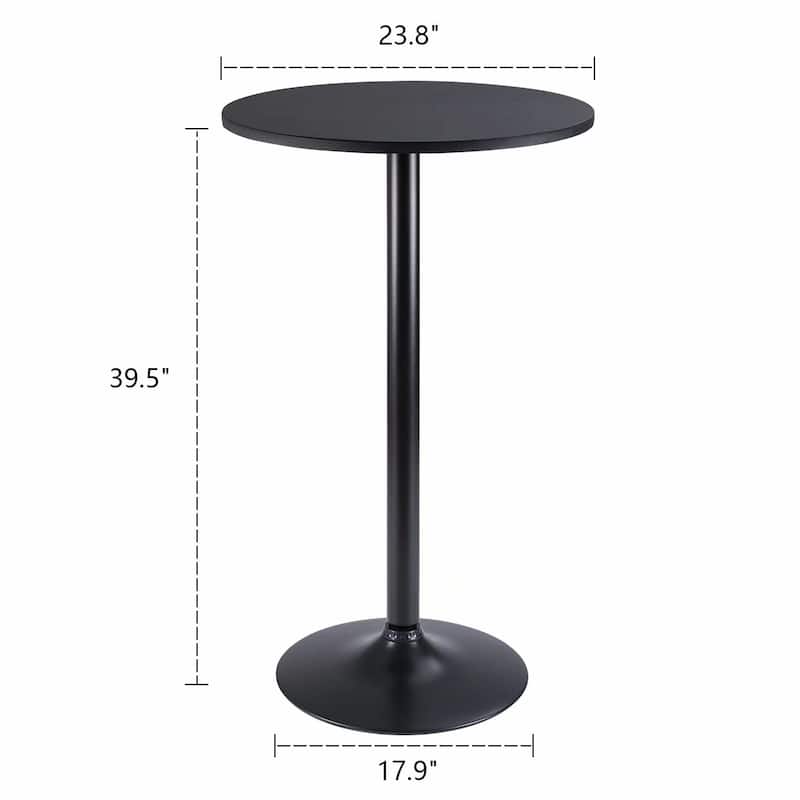 Homall Bistro Pub Table Round Bar Height Cocktail Table Metal Base MDF Top Obsidian Table with Black Leg 23.8inch Top - N/A