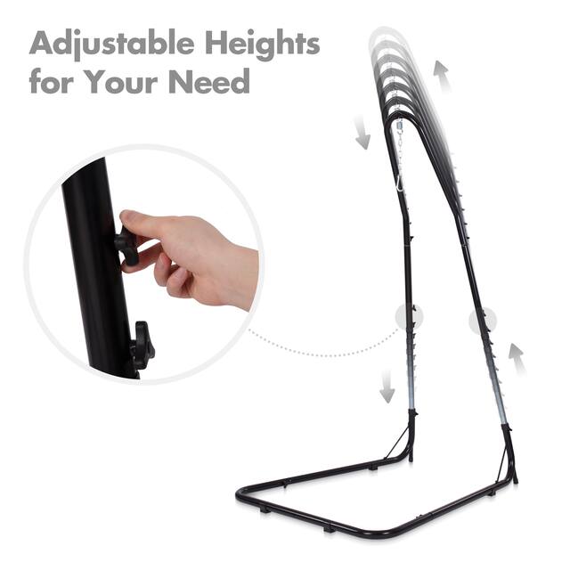 SUNCREAT Adjustable Hammock Chair Stand, 330 lbs Capacity, Hanging Chair Stand for Hammock Air Porch Swing Chair, Black - N/A