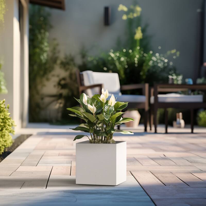 Tall Concrete Square Plant boxes / Large Indoor and Outdoor flower Planters