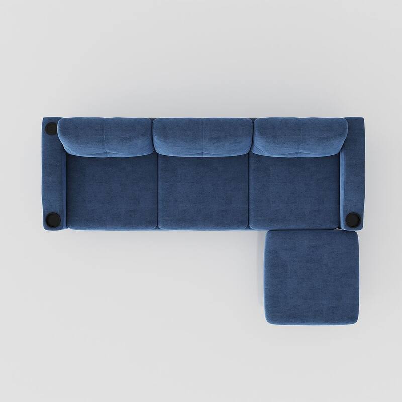 78.74" Wide Sectional Sofa with Ottoman & Cup Holder