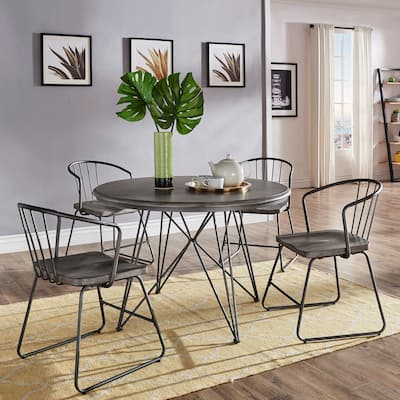 Mabel 45-inch Round Iron and Wood Table or Dining Set by iNSPIRE Q Modern