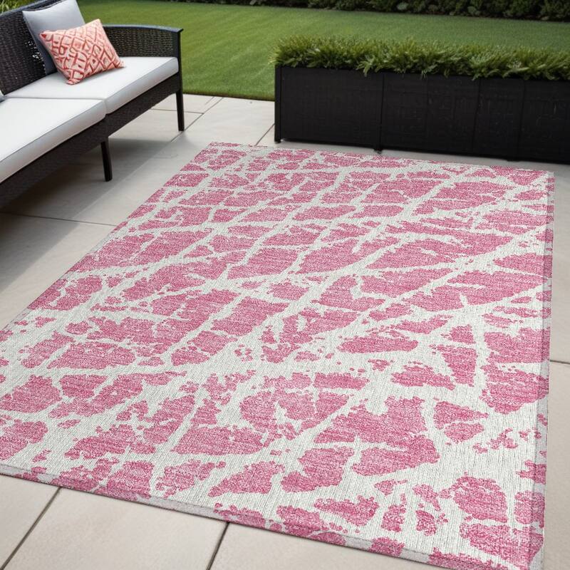 Daso Unique Abstract Weather Resistant Classic Meets Modern Outdoor Rug - 5' X 8' - Multi
