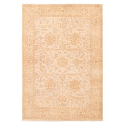 ECARPETGALLERY Hand-knotted Chobi Finest Ivory Wool Rug - 6'1 x 8'10