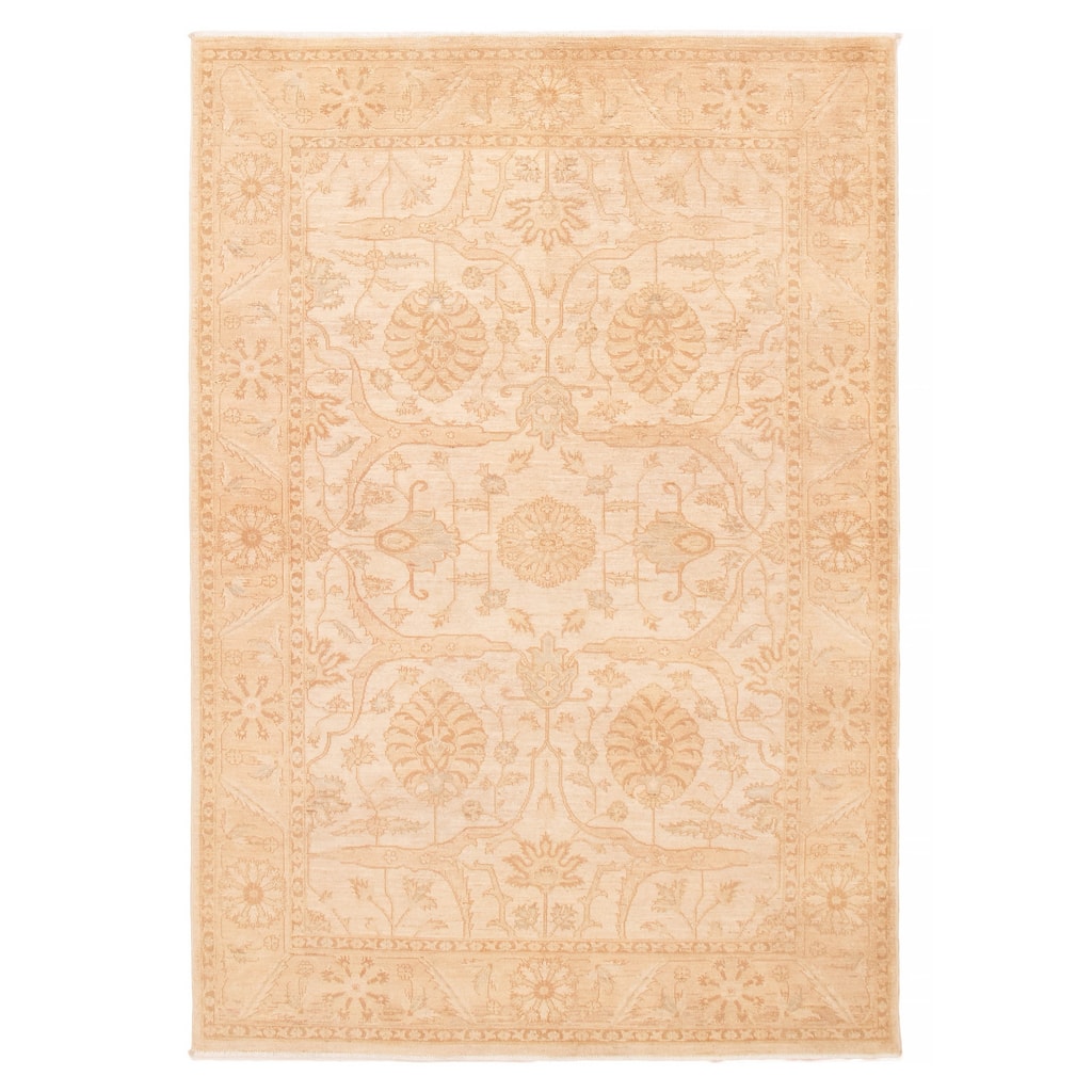 ECARPETGALLERY Hand-knotted Chobi Finest Ivory Wool Rug - 6'1 x 8'10