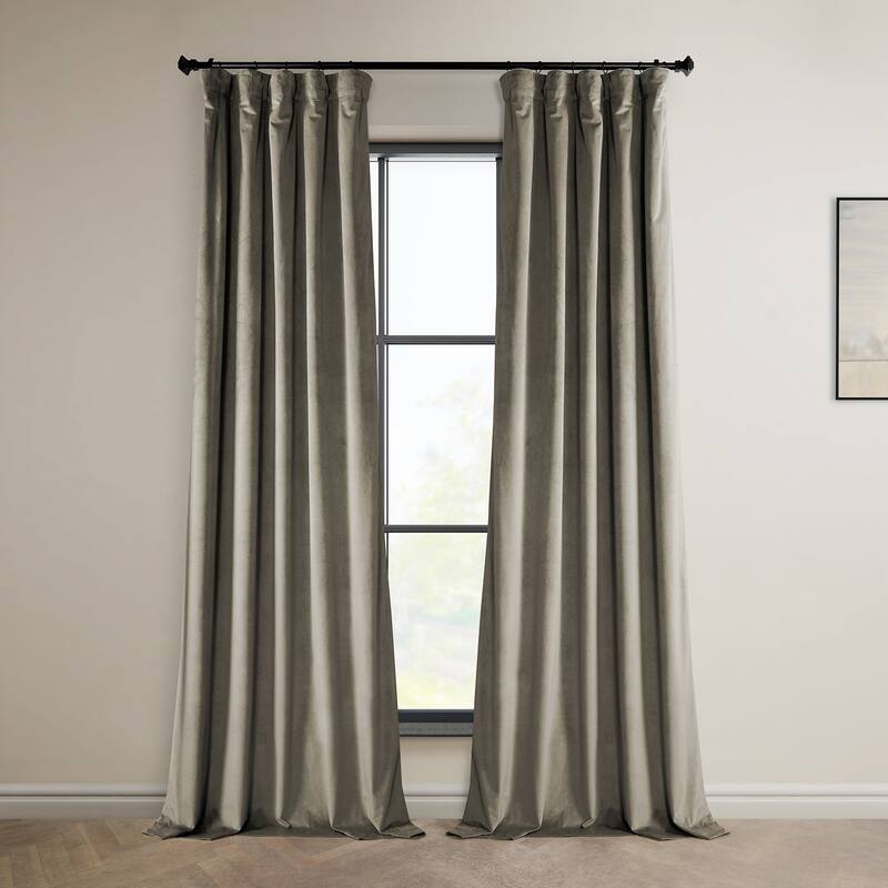 Exclusive Fabrics Heritage Plush Velvet Curtain (1 Panel) - 50 X 120 - Gallery Taupe
